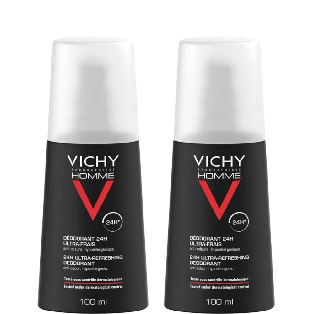 Vichy Homme 24HR Ultra-Refreshing Deodorant Spray 2 X 100ml