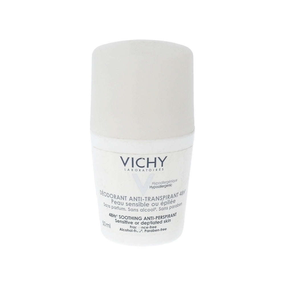 Vichy Antiperspirant Deodorant 48h Roll On For Sensitive Or Depilated Skin Soothing Anti Perspirant 50 Ml