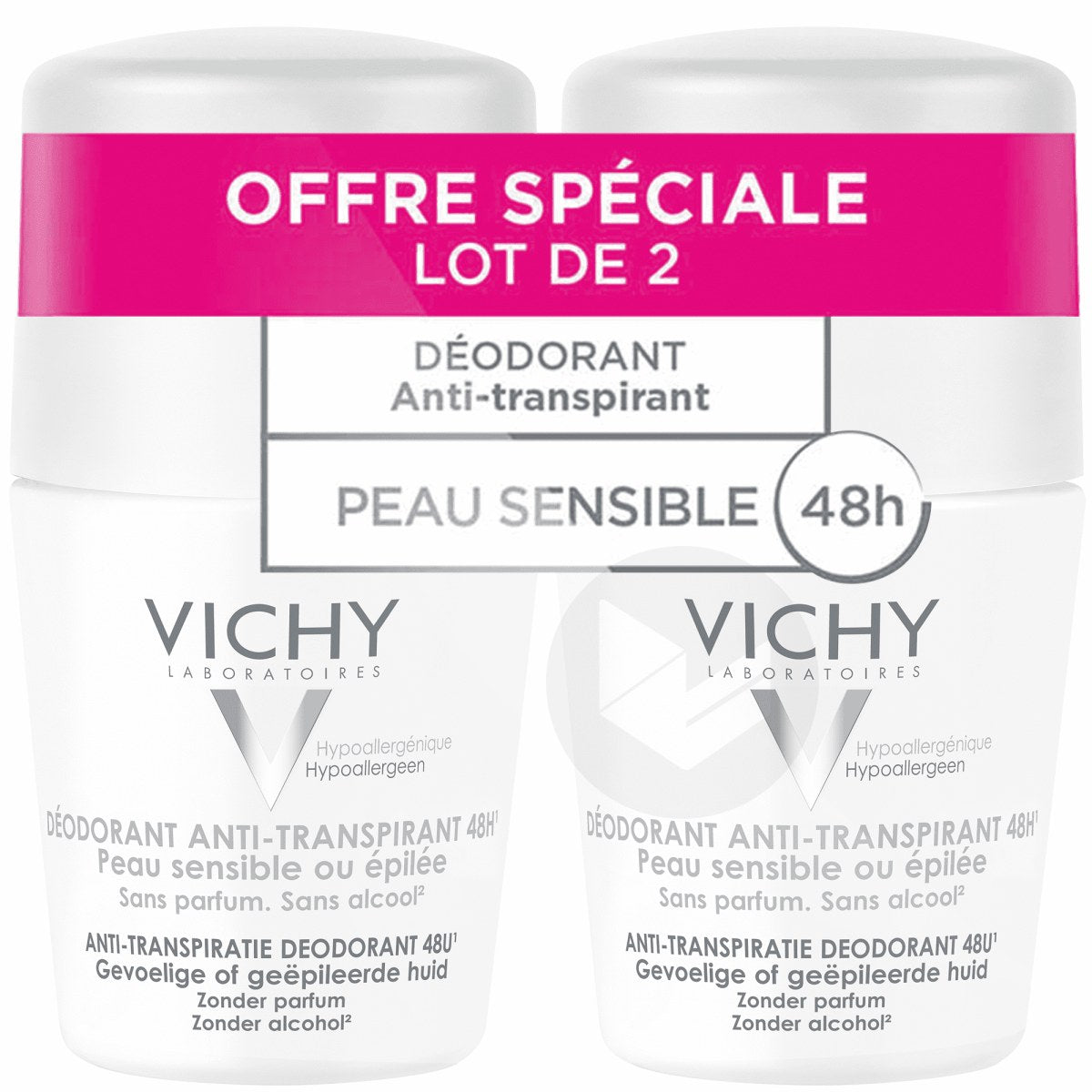 Vichy Deodorant 48hr Anti-Perspirant Sensitive 50ml 1+1