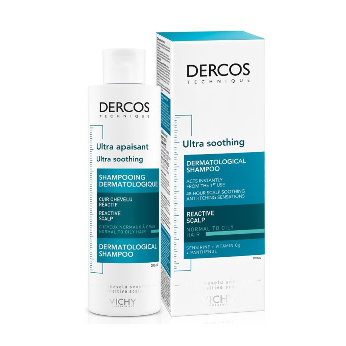 DERCOS Technique - shampooing ultra apaisant cheveux normaux à gras - Vichy - 200ml