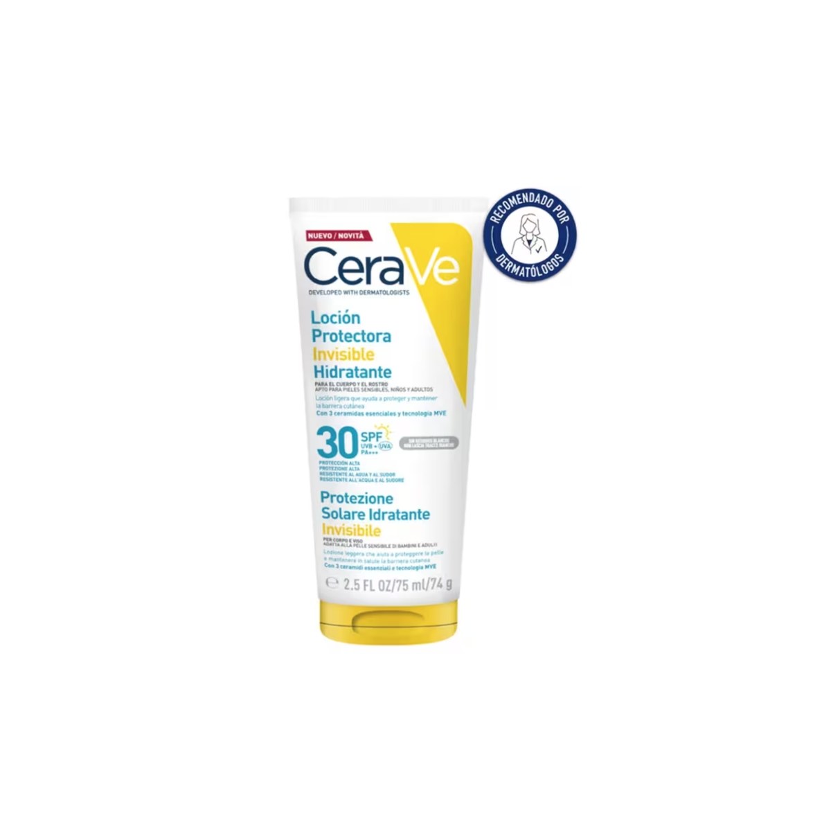 CeraVe Invisible Hydrating SPF50+ Sunscreen For Face & Body 75ml