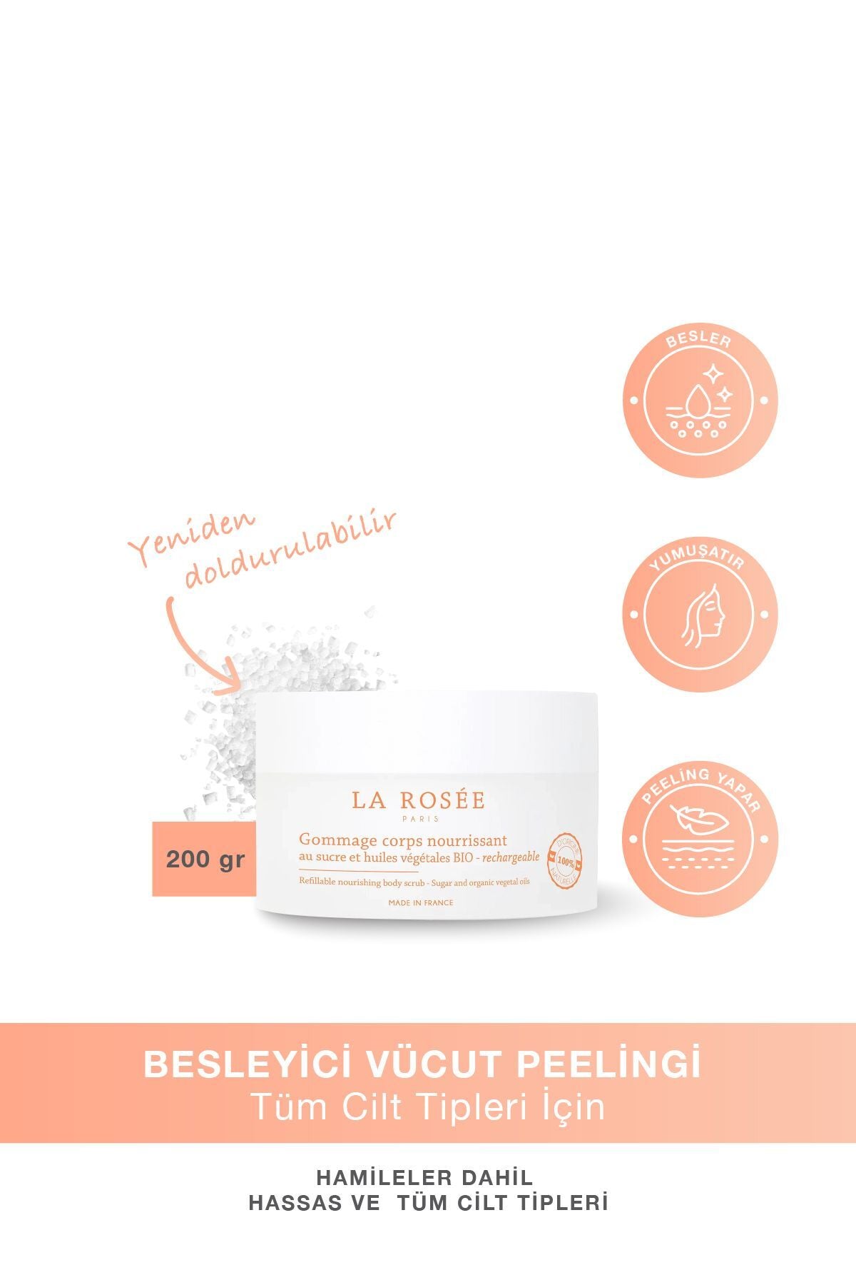 La Rosée Gommage Corps Nourrissant Bio - Éco Recharge 200g