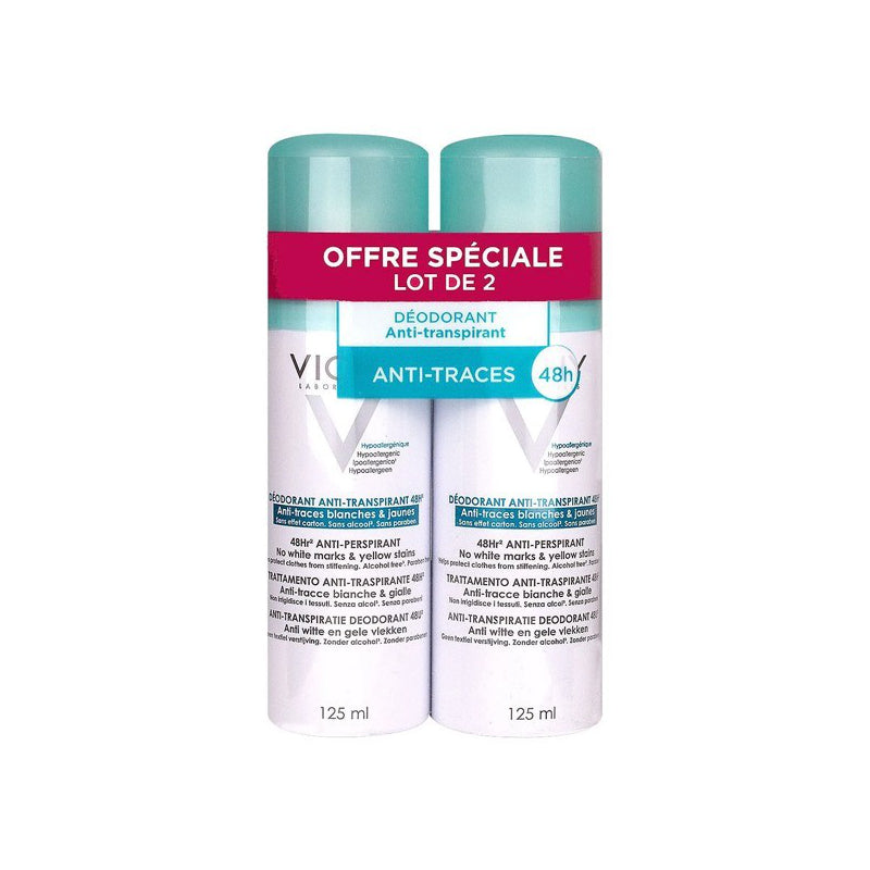 Vichy Anti-Perspirant Deodorant 48H No Marks 2 X 125ml