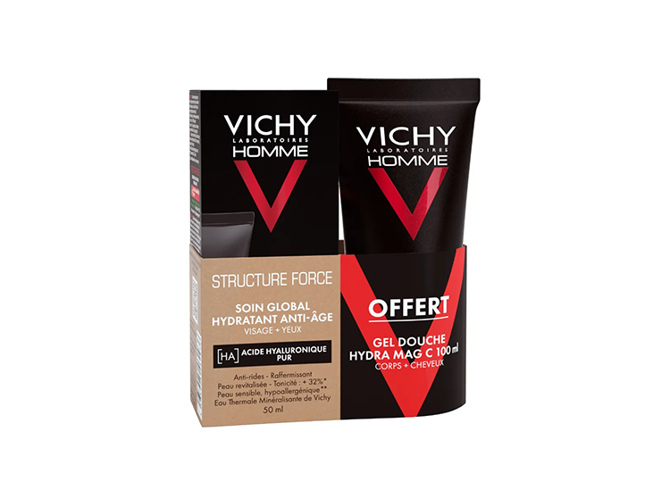 Vichy Homme Structure Force Soin Global + Hydra Mag C Gel Douche Offert - 50ml