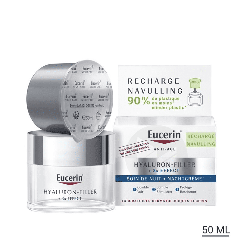 Eucerin Hyaluron-Filler +3x Effect Soin Nuit Recharge 50 Ml