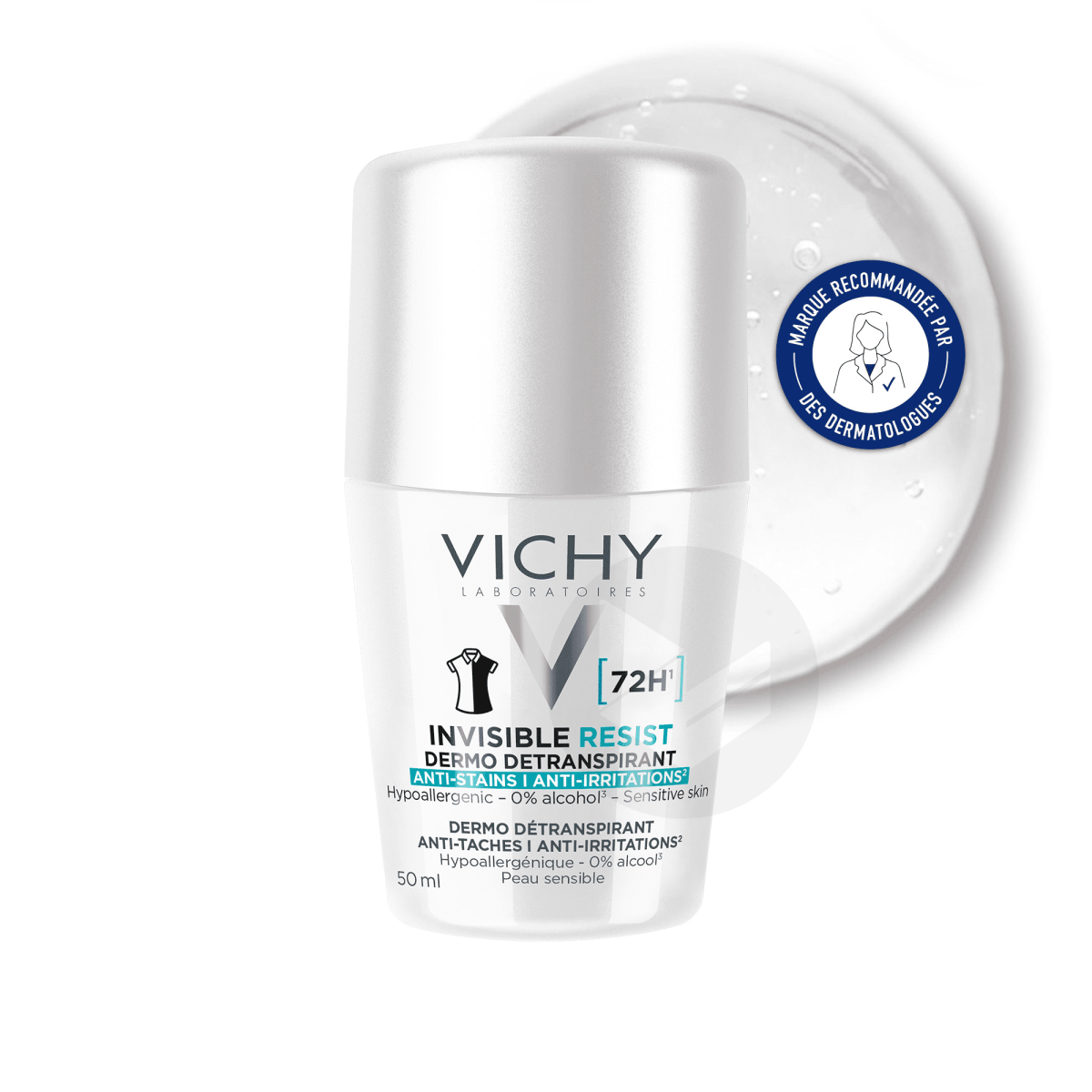 Vichy Invisible Resist Deodorant Roll On 72h, 50 Ml