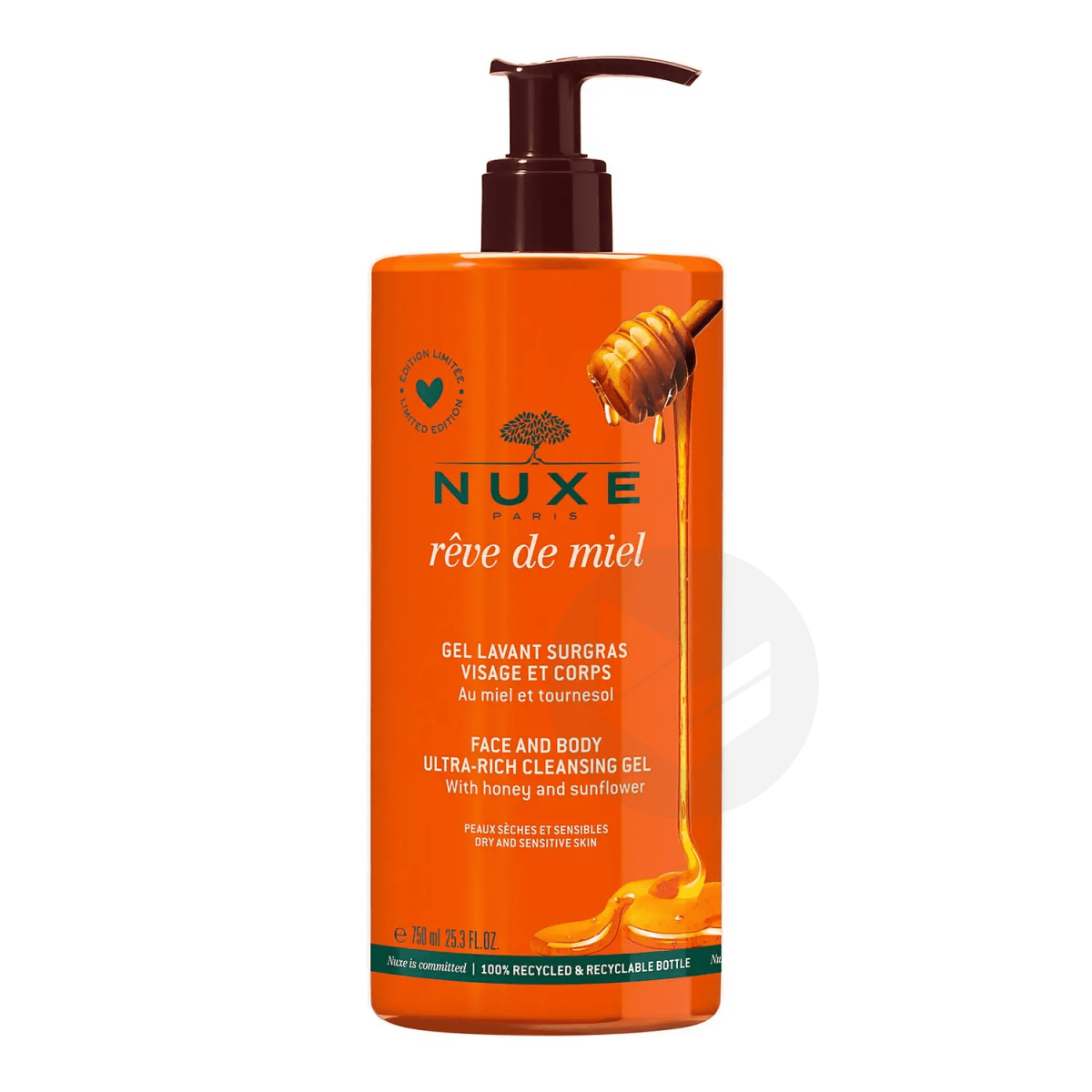 Nuxe Reve De Miel Gel Lavant Surgras Visage Et Corps 750 Ml