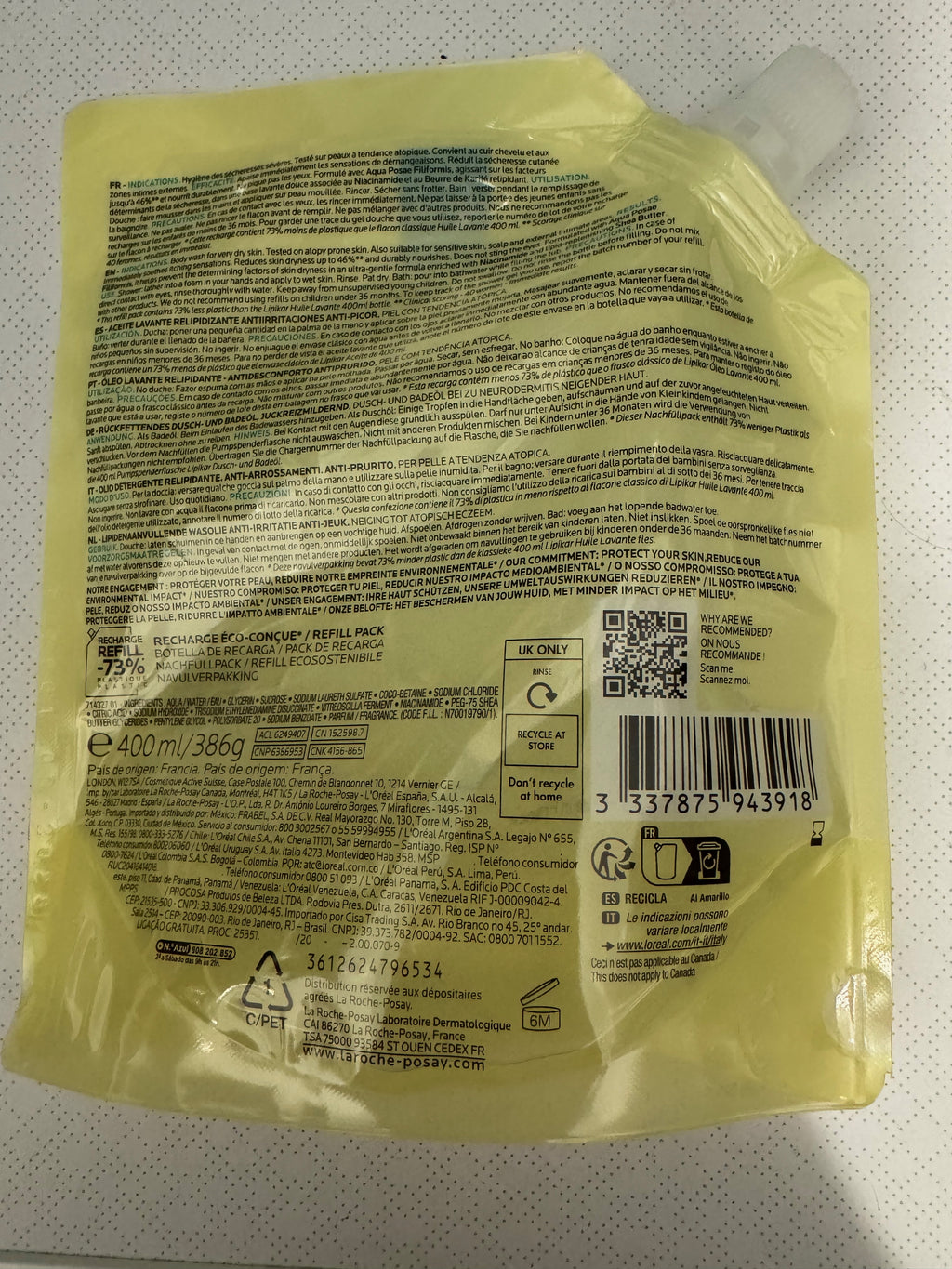 La Roche Posay Roche-Posay Lipikar Huile Lavante AP+ Eco-Recarga 400ml (5)