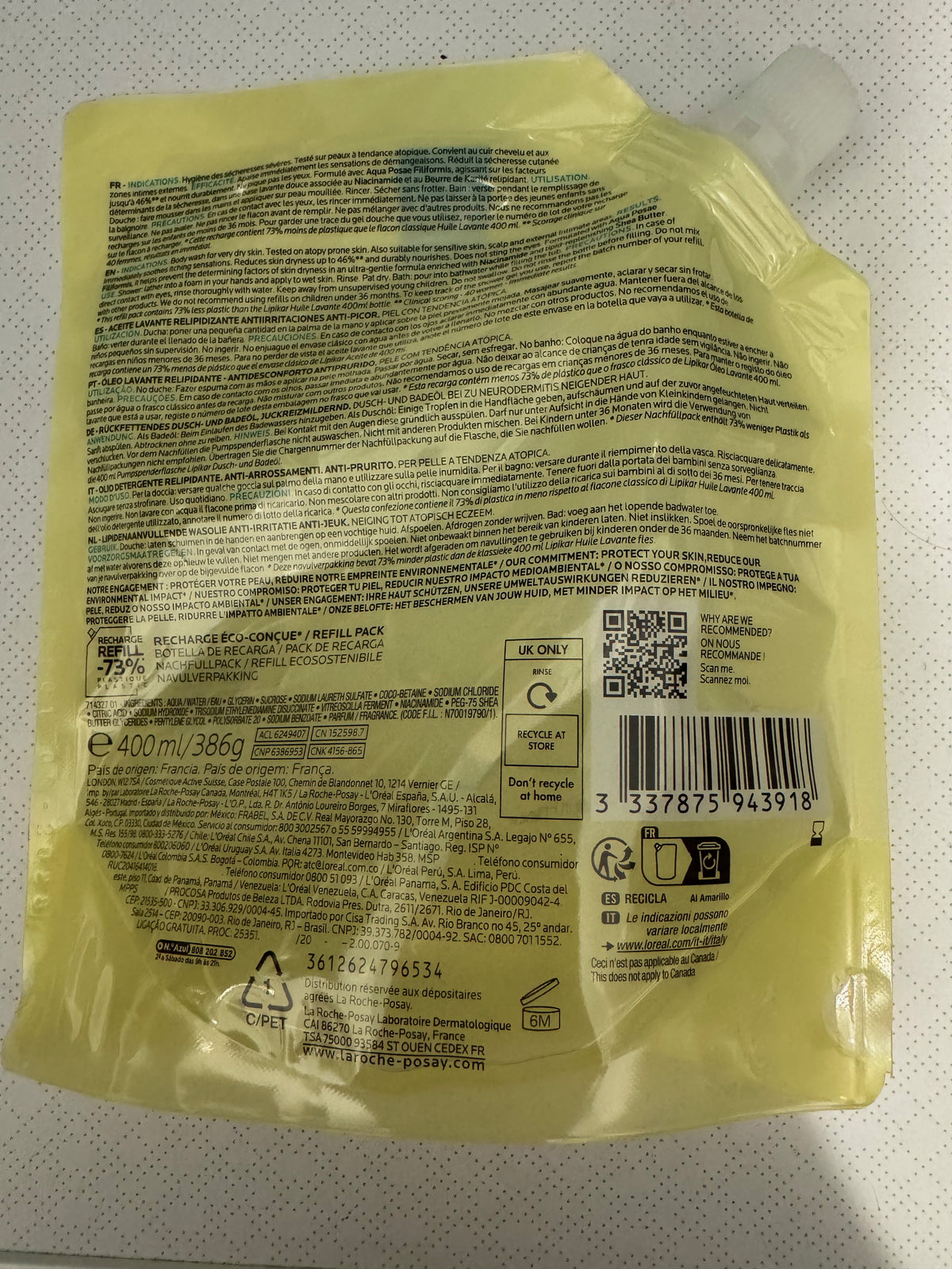 La Roche Posay Roche-Posay Lipikar Huile Lavante AP+ Eco-Recarga 400ml (5)