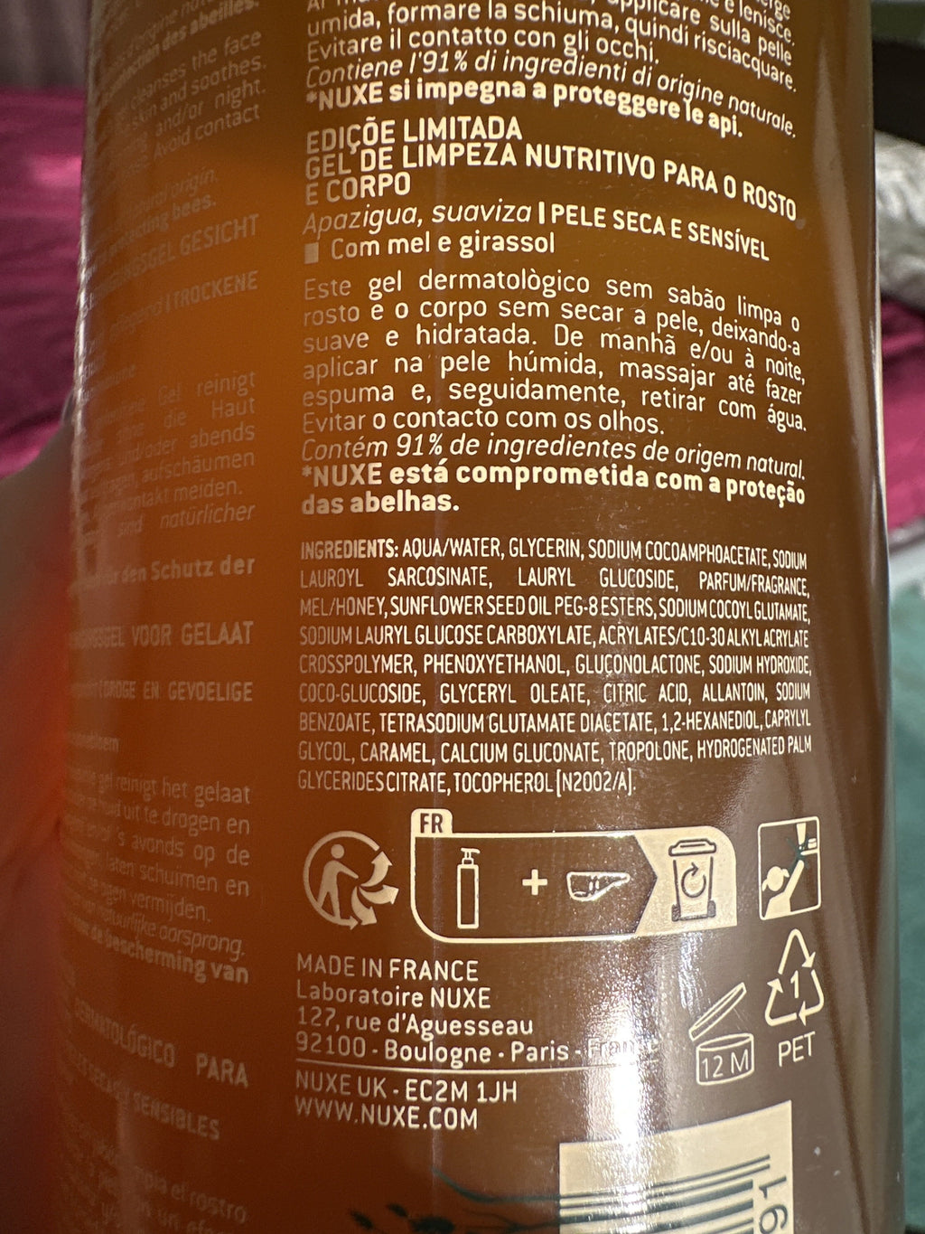 Nuxe Reve De Miel Gel Lavant Surgras Visage Et Corps 750 Ml (6)