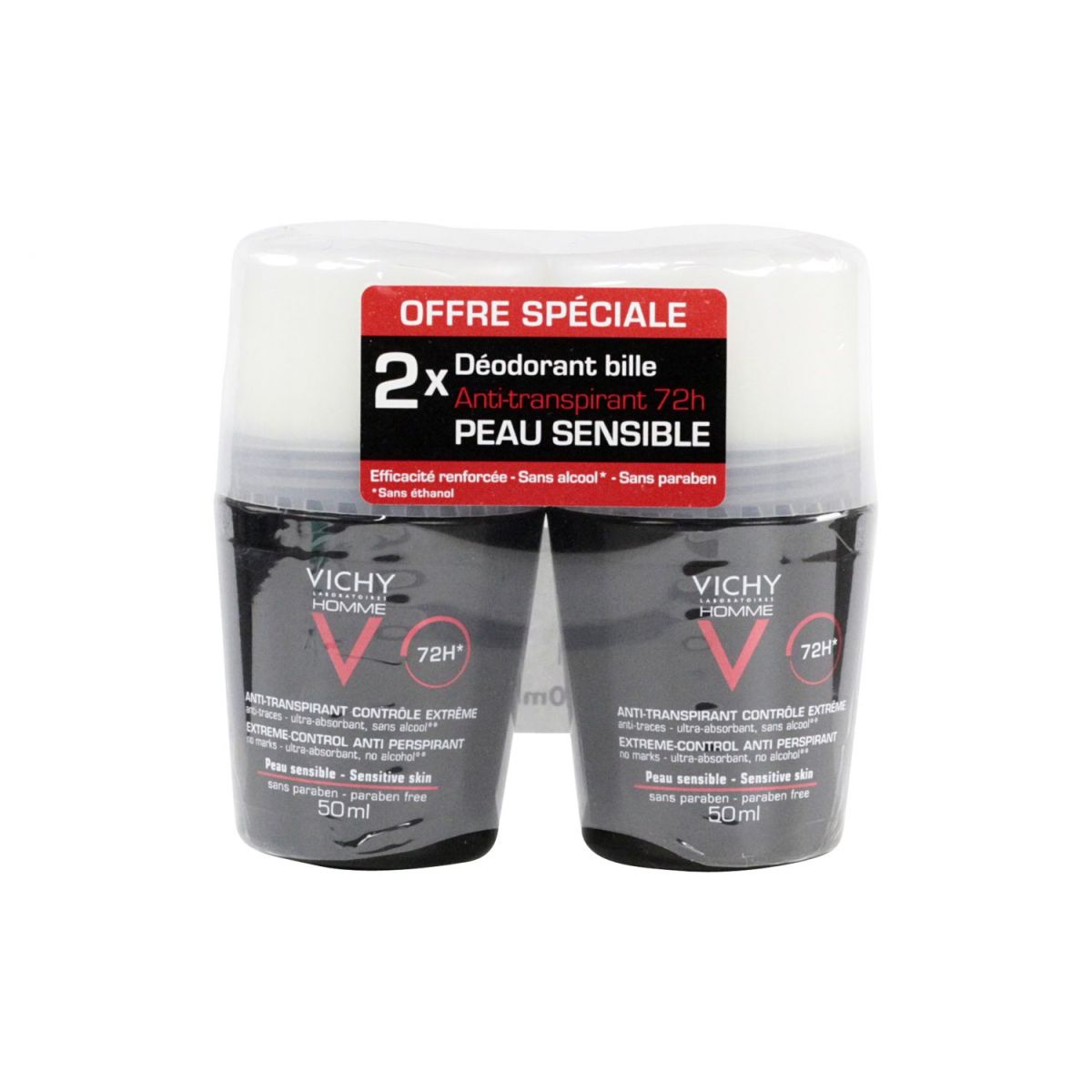 Vichy Déodorant Homme Anti-transpirant Anti-traces Lot De 2×50 Ml (4)