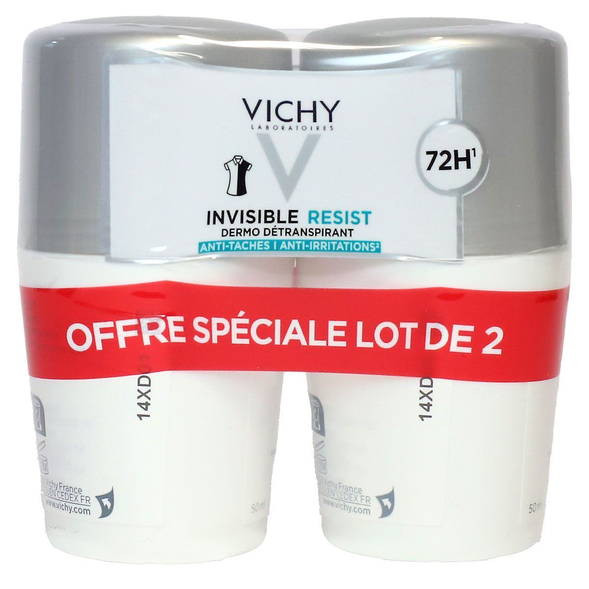Vichy Invisible Resist Deodorant 72H Roll-On Set Of 2 X 50 Ml (2)