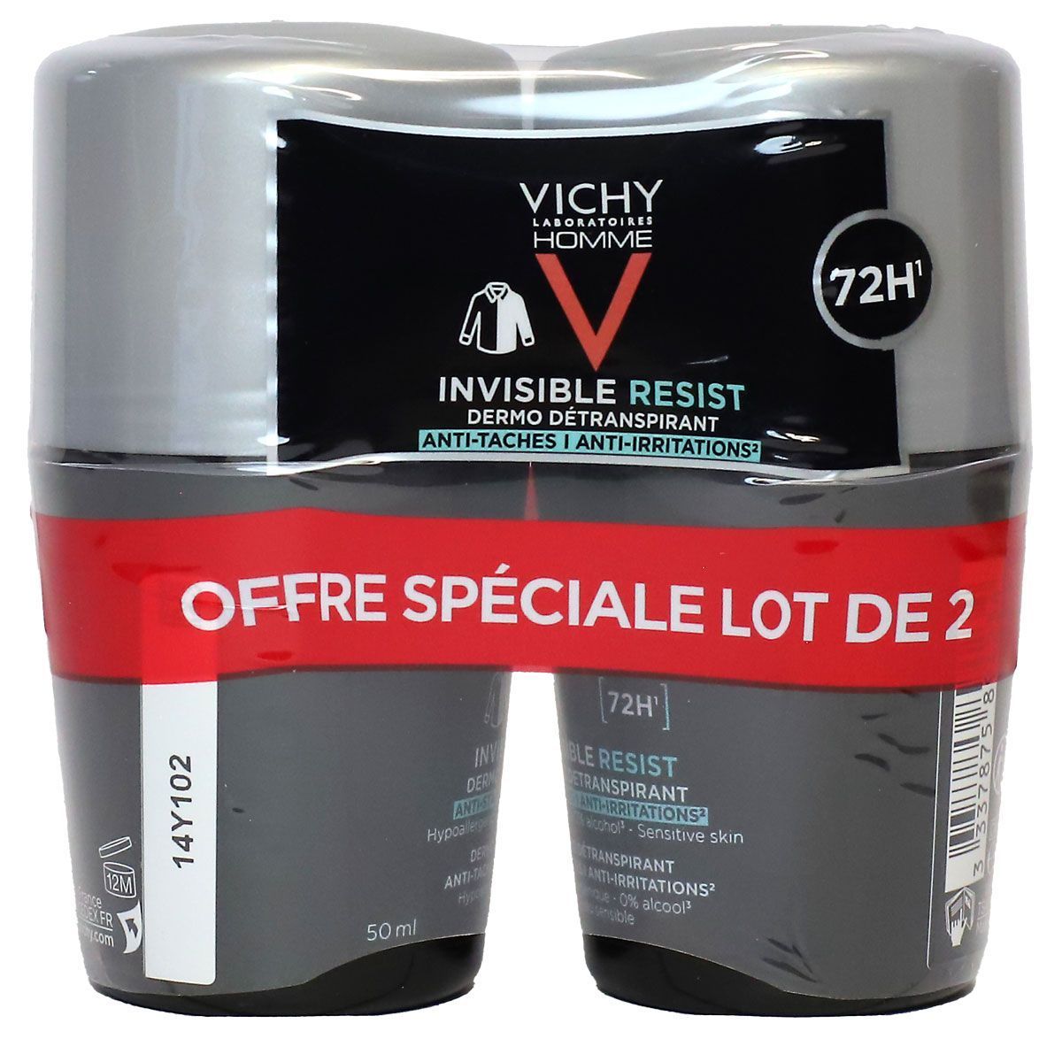 Vichy Homme Invisible Resist 72H Roll-On Deodorant Duo Set 100 Ml (2)